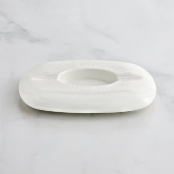 RAK Porcelain Leon 8 1/4" x 6 3/8" Ivory Embossed Porcelain Cigar Ashtray - 2/Case