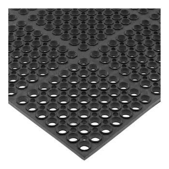 San Jamar KM2100 Tuf-Mat 3' x 5' Black Grease-Resistant Floor Mat - 3/4" Thick
