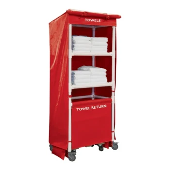 Royal Basket Trucks 32" Red Towel Station with 2 Shelves R32-RRX-TSA-4ULN