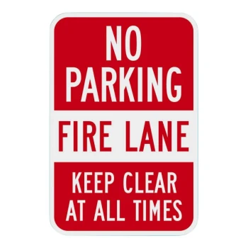 Lavex 18" x 12" Non-Reflective Aluminum "No Parking / Fire Lane / Keep Clear At All Times" Safety Sign