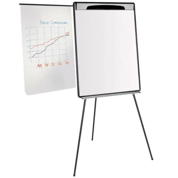 MasterVision EA23062119 Gold Ultra 28" x 38 1/2" Magnetic Dry Erase Tripod Style Telescoping Easel with Black and Silver Frame
