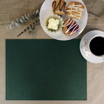 H. Risch Inc. PLACEMATDX-CHGREEN Chesterfield 16" x 12" Green Premium Sewn Faux Leather Rectangle Placemat - 12/Pack