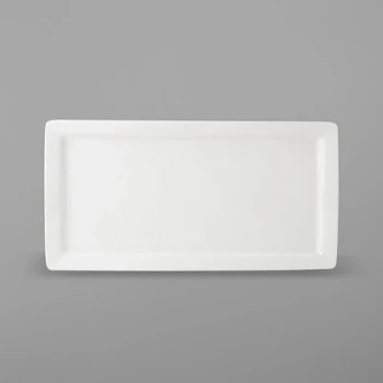 Tuxton ABU-552 Napa AlumaTux 15 1/2" x 8" Pearl White (European White) Rectangular China Plate - 6/Case
