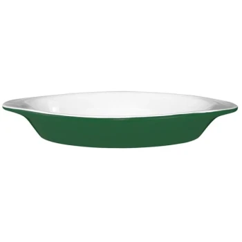 International Tableware 8 oz. Green and White Two-Tone Stoneware Rarebit - 36/Case