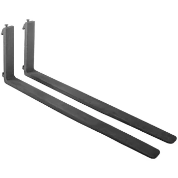 Vestil 36" x 1 3/4" Black Forged Steel Replacement Forks with Carriage Pin for Class 2 Carriage Mounting F4-1.75-36-CPL - 5,000 lb. Capacity - 2/Set