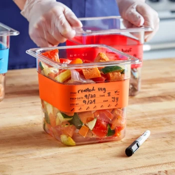 Choice Orange 1/6 Size Write-On Food Pan Band