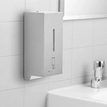 Bobrick B-2013 800 mL Stainless Steel Automatic Hands-Free Foaming Hand / Dish Soap Dispenser