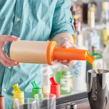 Choice 1 Qt. Pour Bottle with Orange Neck and Cap