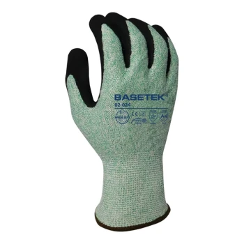 Armor Guys Basetek 02-024-M Green A4 HDPE Gloves with Black HCT Microfoam Nitrile Palm Coating - Medium