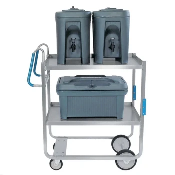Lakeside 7130 Heavy-Duty Stainless Steel Two Shelf Ergo-One System Utility Cart - 57 7/16" x 21 5/8" x 46 3/4"