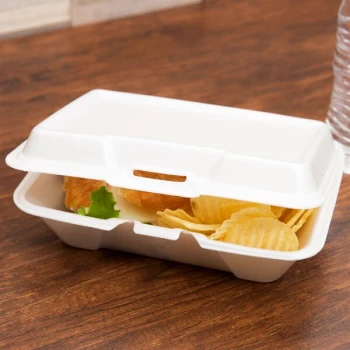Genpak 20500-WHT 9 3/16" x 6 1/2" x 2 7/8" White Large Deep All Purpose Foam Hinged Lid Container - 200/Case