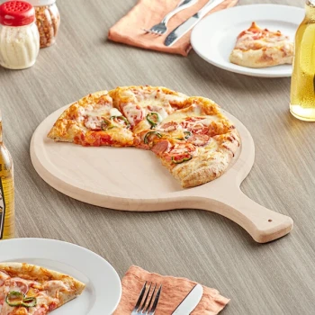 Choice 12" Round Wooden Serving Board with 4 1/2" Handle