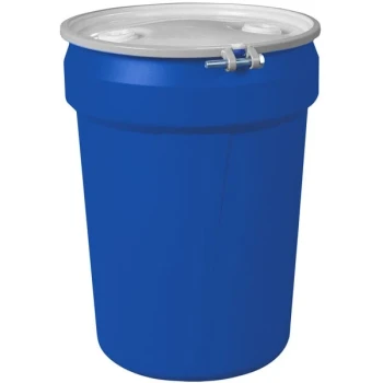 Eagle Manufacturing 1601MBBRB 30 Gallon Blue Plastic Barrel Drum with 2" x 2" Bung Holes and Metal Bolt Ring