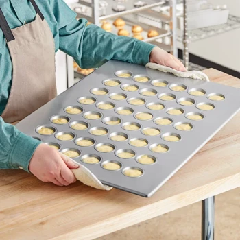 Baker's Lane 48 Cup 1.1 oz. Glazed Aluminized Steel Mini Muffin / Cupcake Pan - 18 inch x 26 inch
