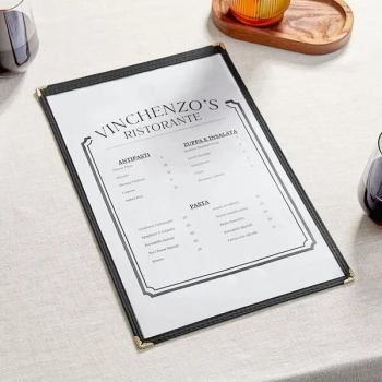 Choice 8 1/2" x 14" Black 2-View Single Pocket Menu Cover