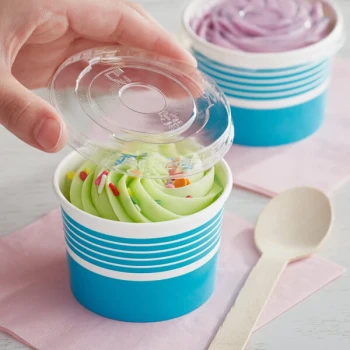 Choice 4 oz. Blue Paper Frozen Yogurt / Food Cup with Flat Lid - 50/Case