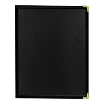 H. Risch, Inc. Linen 8 1/2" x 11" Customizable Nero 3-View Menu Cover with Interior Pocket - 25/Case