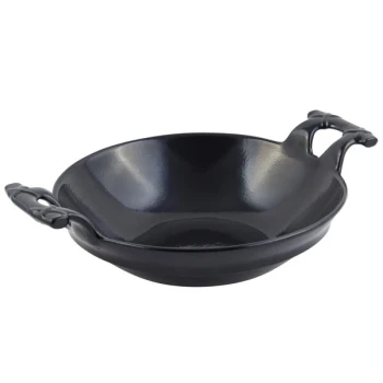 Bon Chef 6050BLK 3.5 Qt. Black Sandstone Wok with Handles