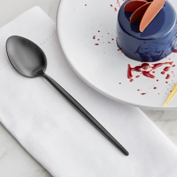 Acopa Odin Black 7 1/2" 18/8 Brushed Stainless Steel Extra Heavy Weight Forged Teaspoon - 12/Case