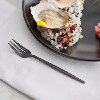 Acopa Odin Black 5 3/8" 18/8 Brushed Stainless Steel Extra Heavy Weight Forged Oyster / Appetizer / Cocktail Fork - 12/Case