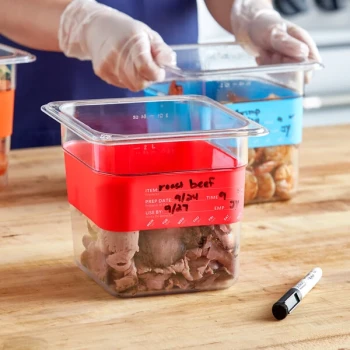 Choice Red 1/6 Size Write-On Food Pan Band