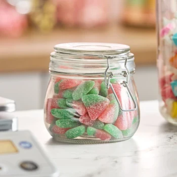 Choice 17 oz. Hinge Top Glass Storage Jar - 4/Pack