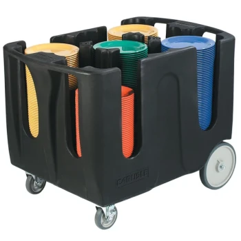 Carlisle ADD403 Black Optimizer Adjustable 5 Stack Dish Dolly with 4 Dividers