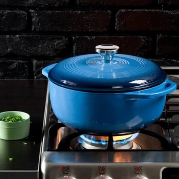 Lodge EC4D33 4.5 Qt. Caribbean Blue Enameled Cast Iron Dutch Oven