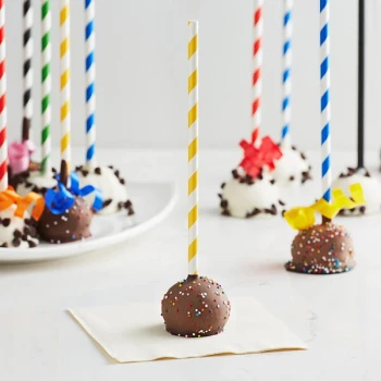 EcoChoice Gold Stripe Paper Cake Pop Straw 7 3/4" - 4,800/Case