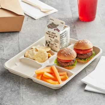 World Centric 5-Compartment Compostable Fiber Tray 10" x 8 1/2" - 400/Case