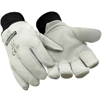 RefrigiWear 0250RGRALAR Gray Insulated Cowhide Freezer Gloves - Large