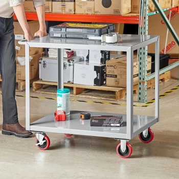 Lavex 36" x 24" x 35" Two Shelf Steel Utility Cart - Fully Welded