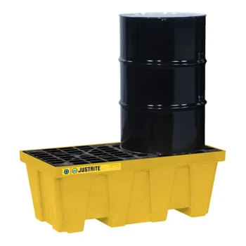 Justrite EcoPolyBlend 66 Gallon Yellow 2-Drum In-Line Plastic Pallet 28622
