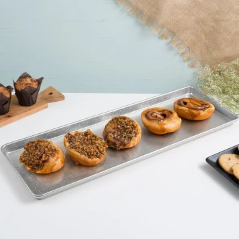 Chicago Metallic 40927 Textured Silver 1/2 Size Long Bakery Display Tray