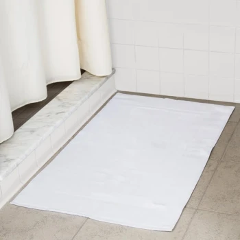 Oxford Platinum 22" x 34" 100% Ringspun 2-Ply Cotton Hotel Bath Mat with Dobby Twill Hem 9.5 lb. - 12/Pack