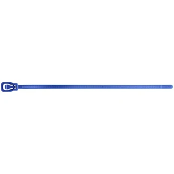 Retyz EveryTie Blue 6" 50 lb. Tensile Strength (222N), 4.8 mm Strap Width Releasable / Reusable Cable Ties EVT-S06BL-TA - 100/Pack