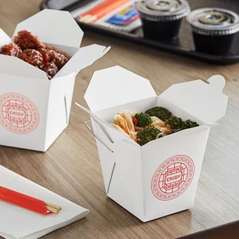 Emperor's Select 26 oz. Asian Paper Take-Out Container with Wire Handle - 500/Case