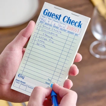 Choice 1 Part Green and White Guest Check with Bottom Guest Receipt - 50/Case
