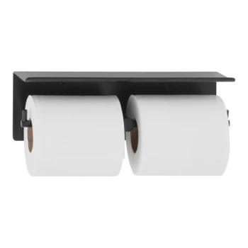 Bobrick B-540.MBLK Surface-Mounted Matte Black Multi Roll Toilet Tissue Dispenser and Utility Shelf with Upward Return Front Edge