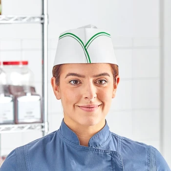 Choice Adjustable Green Stripe Disposable Overseas Cap - 100/Pack