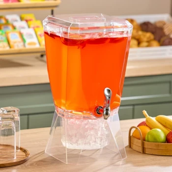 Choice 3.5 Gallon Acrylic Crown Beverage Dispenser with Ice Chamber