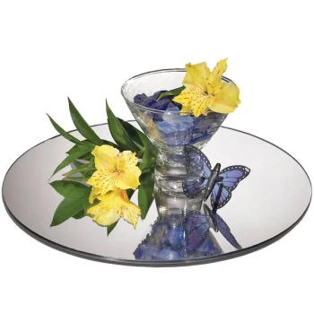 Cal-Mil GT12 12" Round Mirror Glass Tray