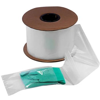 Lavex 3" x 6" 1.5 Mil Clear Polyethylene Auto Style Pre-Opened Bag on a Roll - 2,500/Roll
