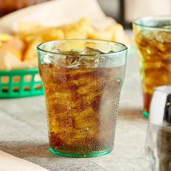 Choice 12 oz. Green Plastic Paneled Tumbler - 12/Pack