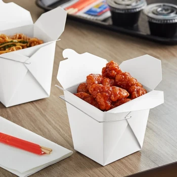 Emperor's Select 26 oz. White Paper Take-Out Container with Wire Handle - 500/Case