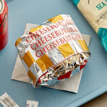 Bagcraft 10 1/2" x 14" "Hamburger / Cheeseburger / Special" Insulated Honeycomb Foil Sandwich Wrap - 500/Pack