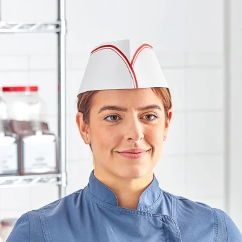 Choice Adjustable Red Stripe Disposable Overseas Cap - 100/Pack