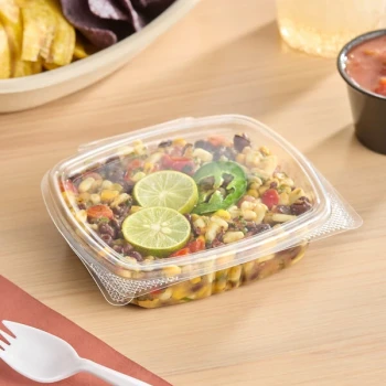 Choice 8 oz. Clear Recycled PET Hinged Deli Container - 200/Case