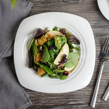 Bon Chef 1000012P Concentrics 8 1/2" x 8 1/2" White Porcelain Soft Square Salad Plate - 36/Case
