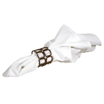 Front of the House Coppered Link 2" x 1 1/2" Hand-Painted Fused Iron Round Napkin Ring - 12/Case